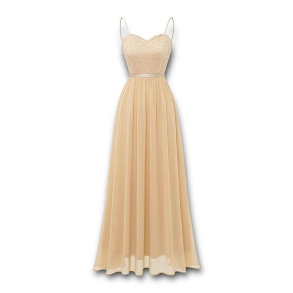 DRESS TALES Sweetheart Chiffon Aline Dress in Champagne Size Small NEW - Picture 1 of 13